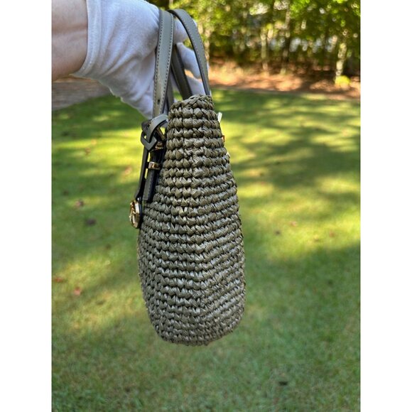 Michael Kors Safari Green Quinn Extra Small North South Straw Tote 32S5GQNC0W - Picture 8 of 16